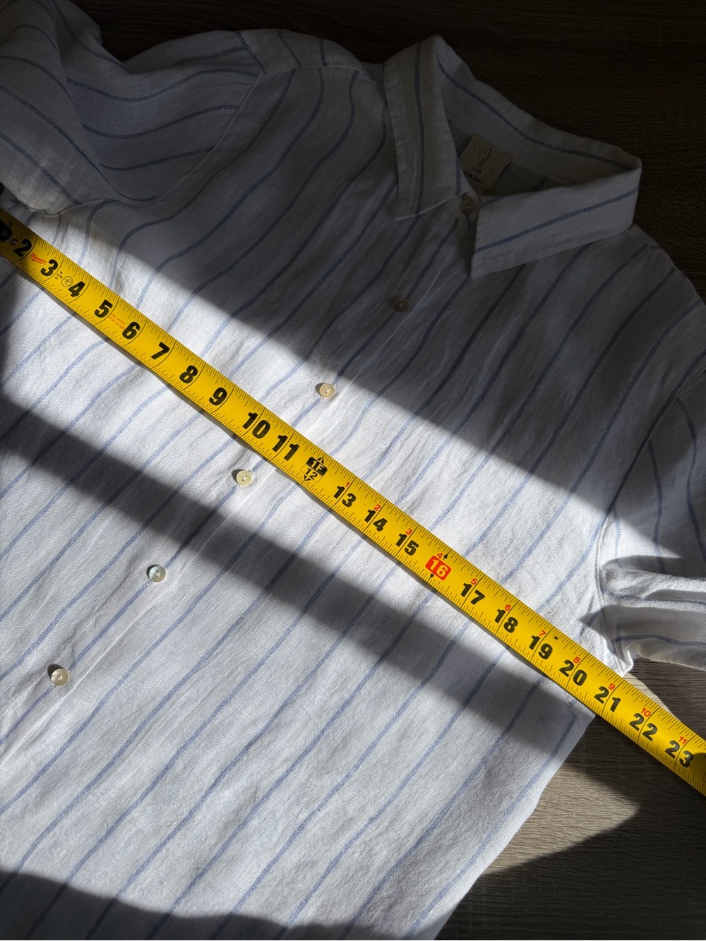 Joie 100% Linen Striped Light Blue Button Up Long Sleeve Shirt Size Large - Picture 8 of 9